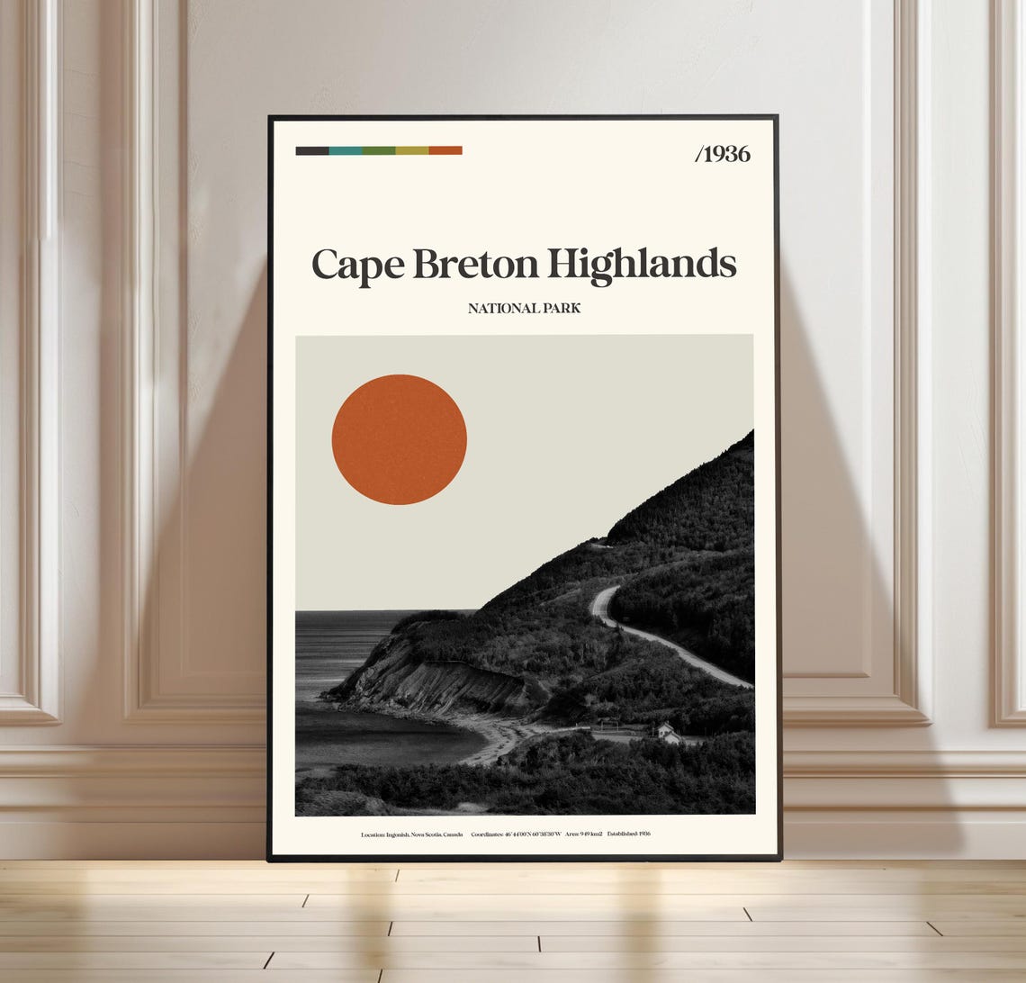Cape Breton Highlands National Park Poster Nova Scotia Coast Art