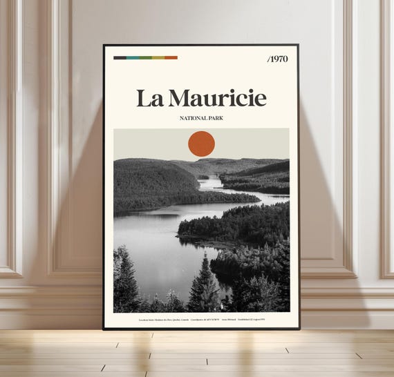 La Mauricie National Park Poster Canada Travel Landscape Print Nature Adventure Illustration Art