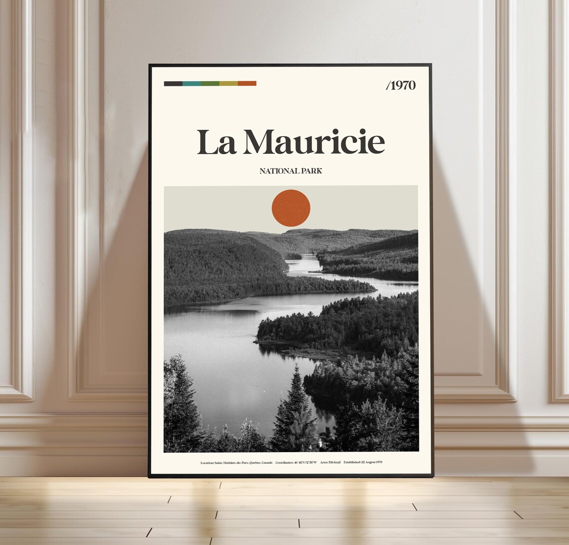 La Mauricie National Park 1970 Quebec Lake Retro Travel Poster