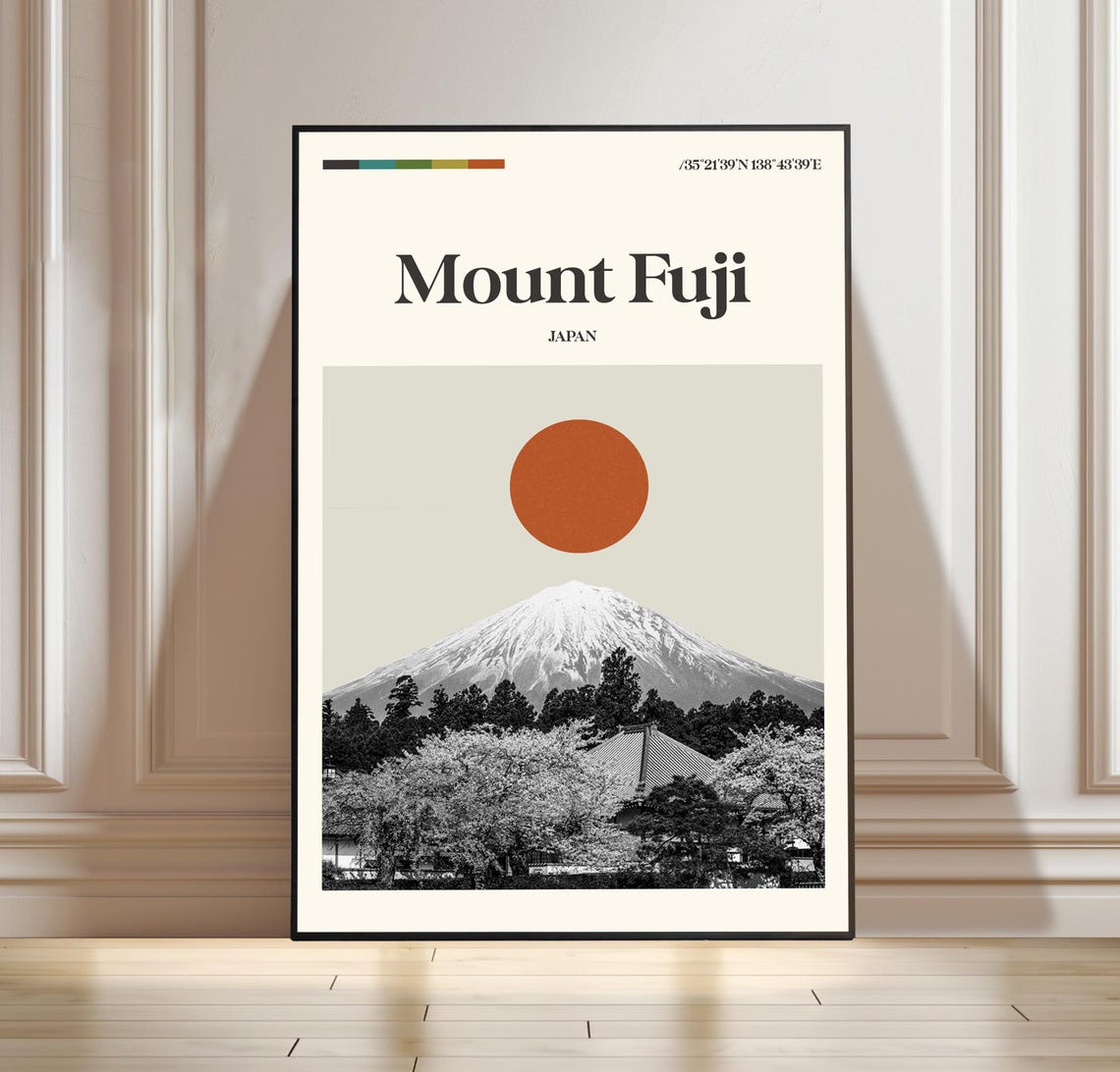 Mount Fuji Poster Japan Travel Print Landscape Hiking Adventure Gift Mountain
