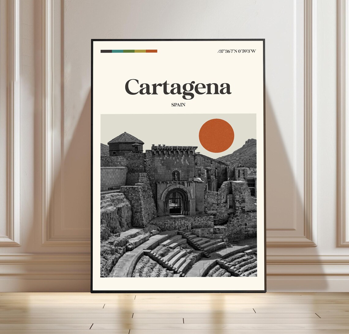 Cartagena Spain Ancient Roman Theatre Minimalist Travel Poster