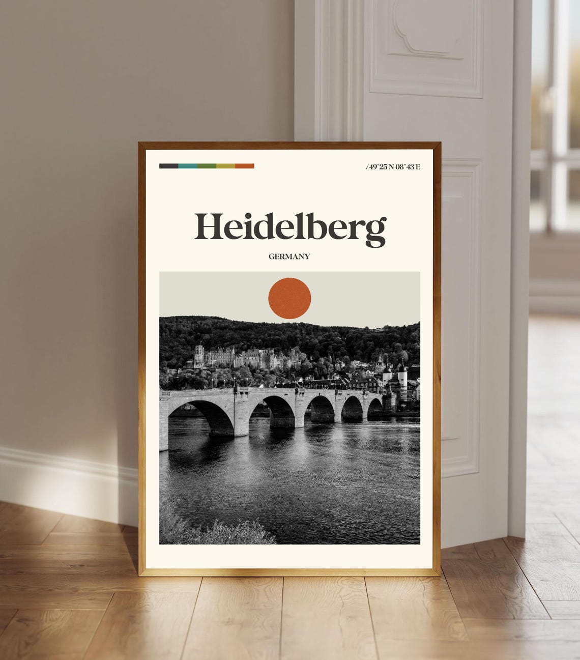 Heidelberg Germany Old Bridge Castle Minimalist Travel Poster