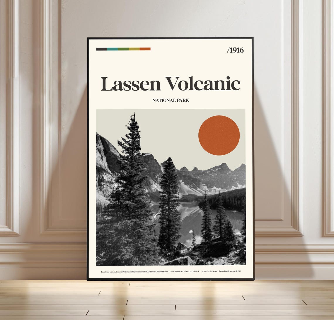 Lassen Volcanic National Park 1916 Retro Minimalist Travel Poster