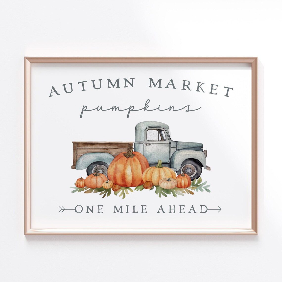 Autumn Market Pumpkins Art Print, Nostalgic Fall Truck - Image 3