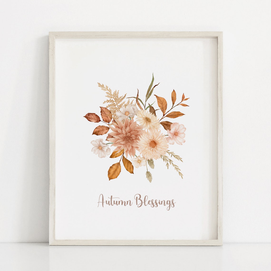 Autumn Blessings Warm Rust Floral Bouquet Thanksgiving Fall Wall Art - Image 3