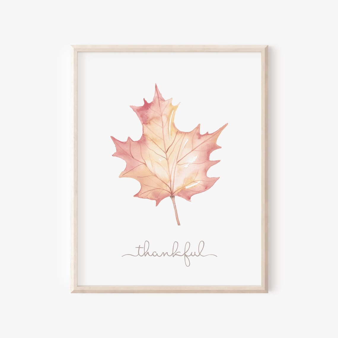 Thankful Watercolor Leaf Thanksgiving Art Print - Image 3