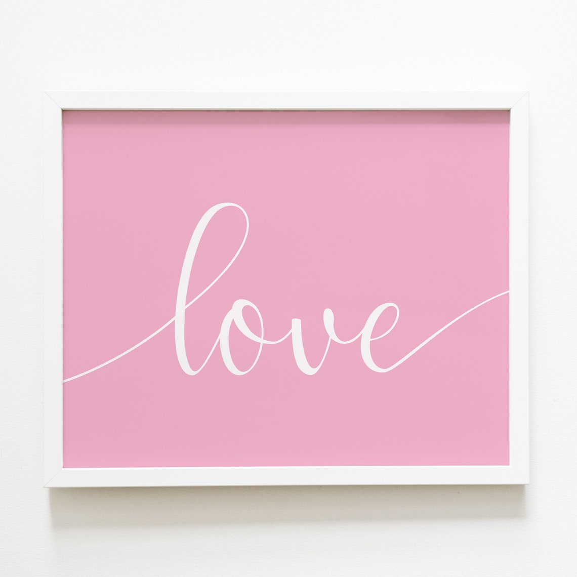 Pink Love Script Sign Minimalist Valentine Heart Day Wall Art Print - Image 5