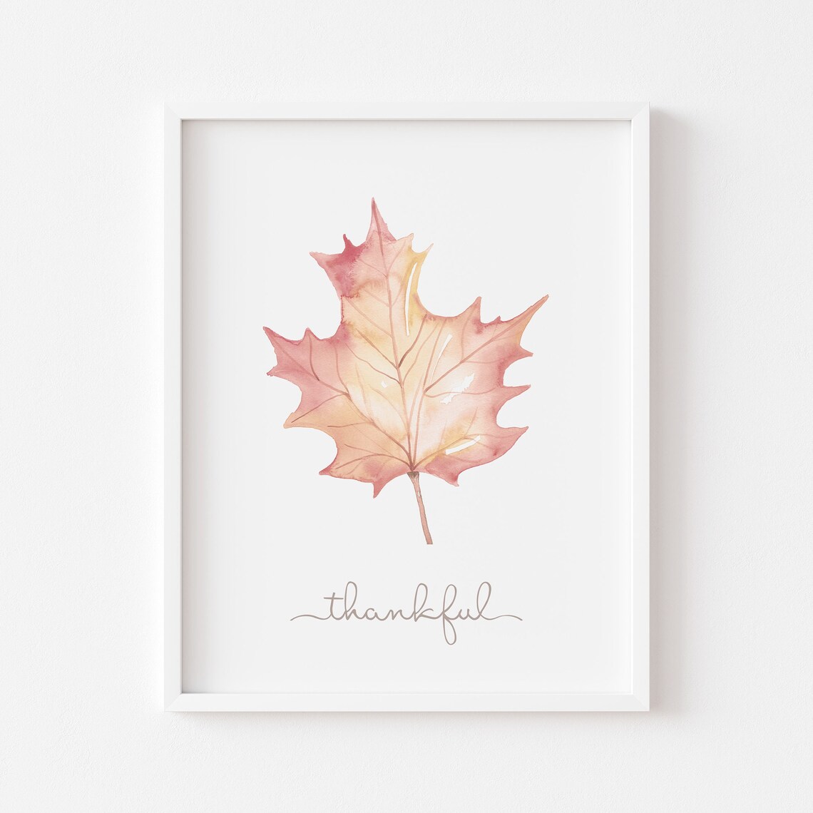 Thankful Watercolor Leaf Thanksgiving Art Print - Image 5