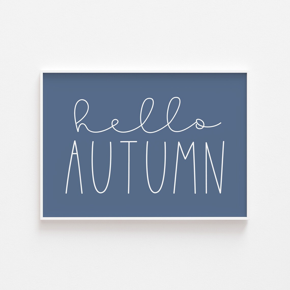 Hello Autumn Sign Blue Fall Wall Art Print - Image 2