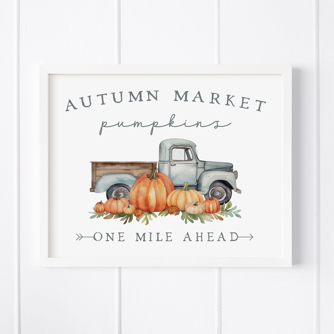 Autumn Market Pumpkins Art Print, Nostalgic Fall Truck
