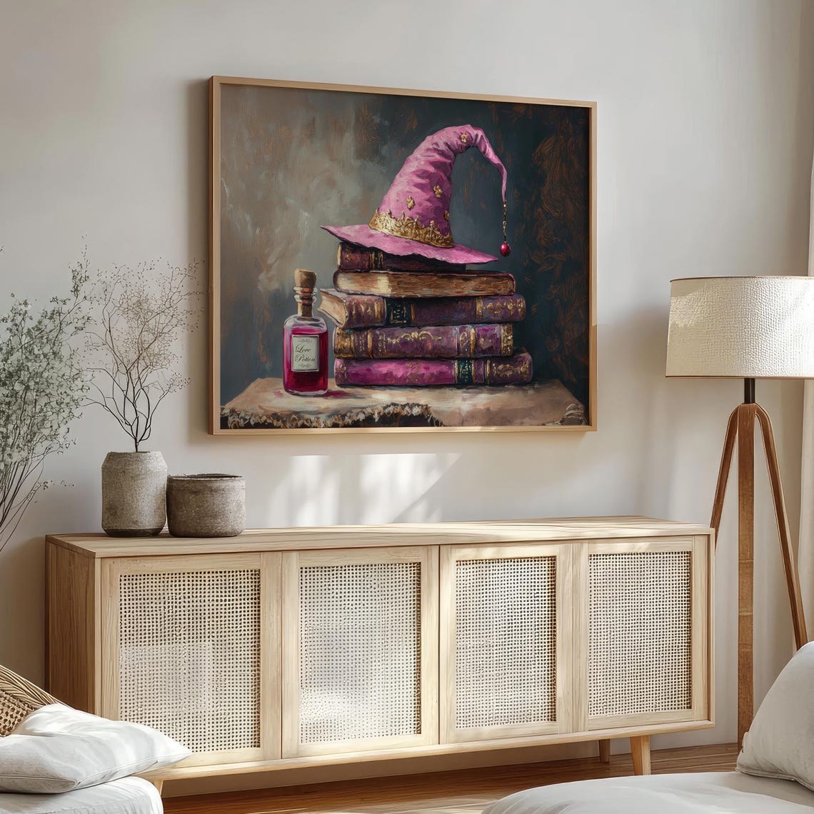 Pink Witch Hat Love Potion Spell Books Halloween Wall Art Poster - Image 3