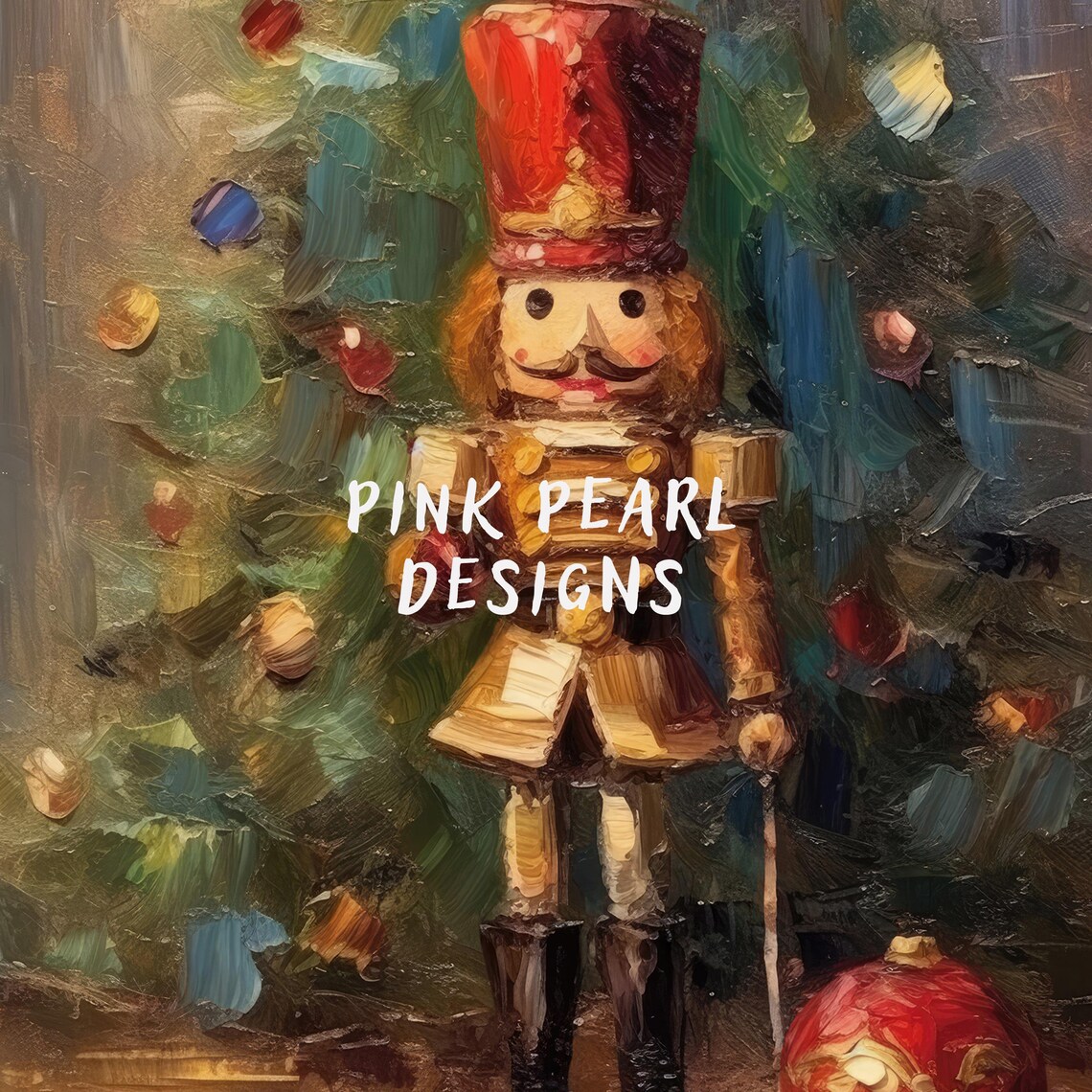 Nutcracker and Christmas Tree Vintage Christmas Art Print - Image 2