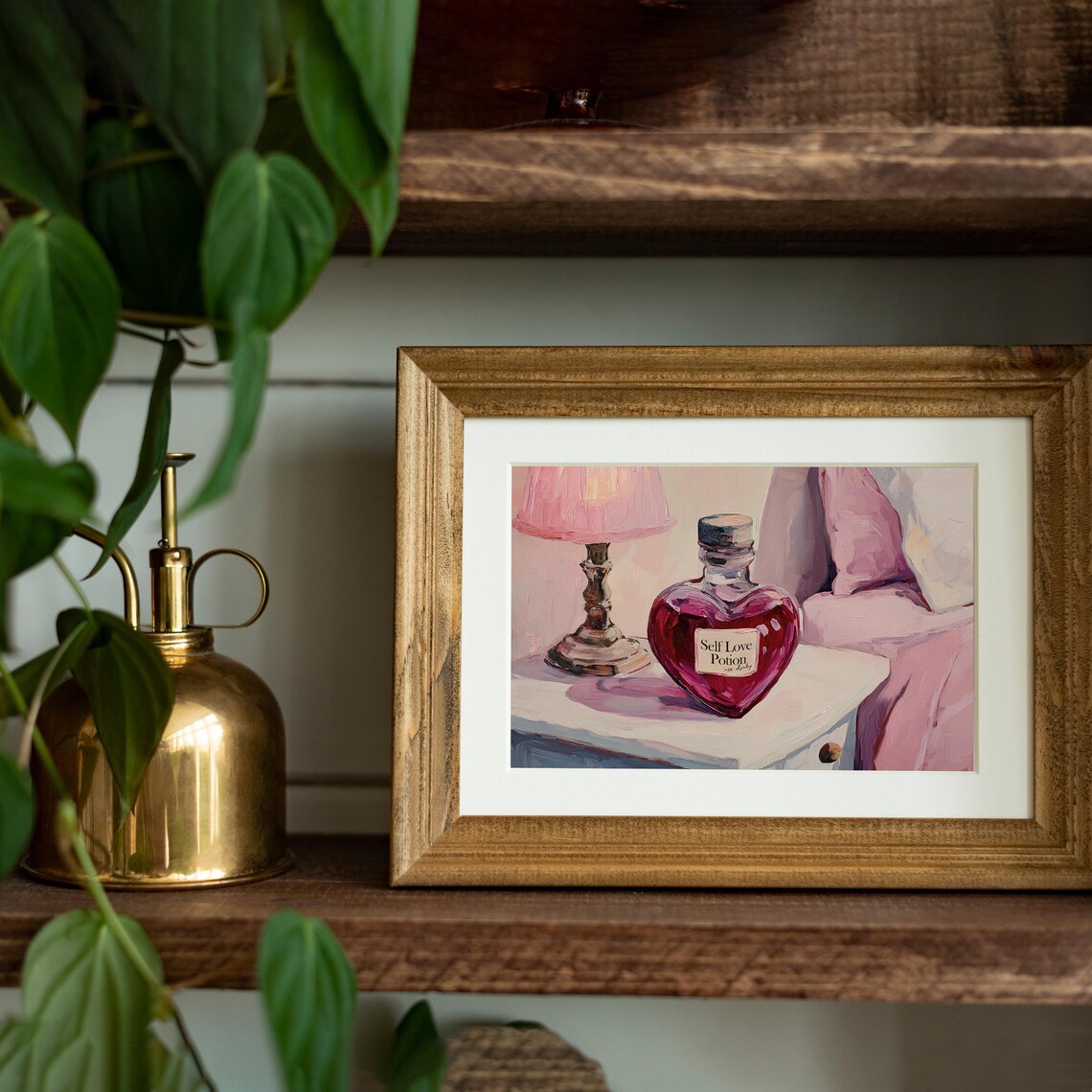 Self Love Potion Heart Bottle Pink Bedside Lamp Motivational Wall Art Poster - Image 4