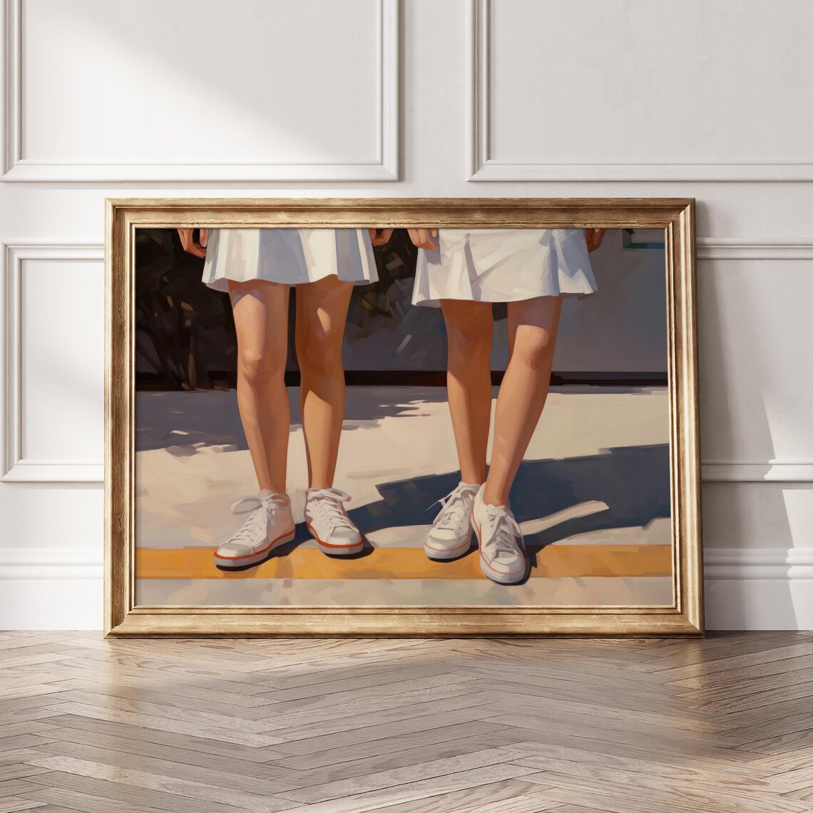 Vintage Tennis Girls White Skirts Sneakers Preppy Wall Art Print - Image 8