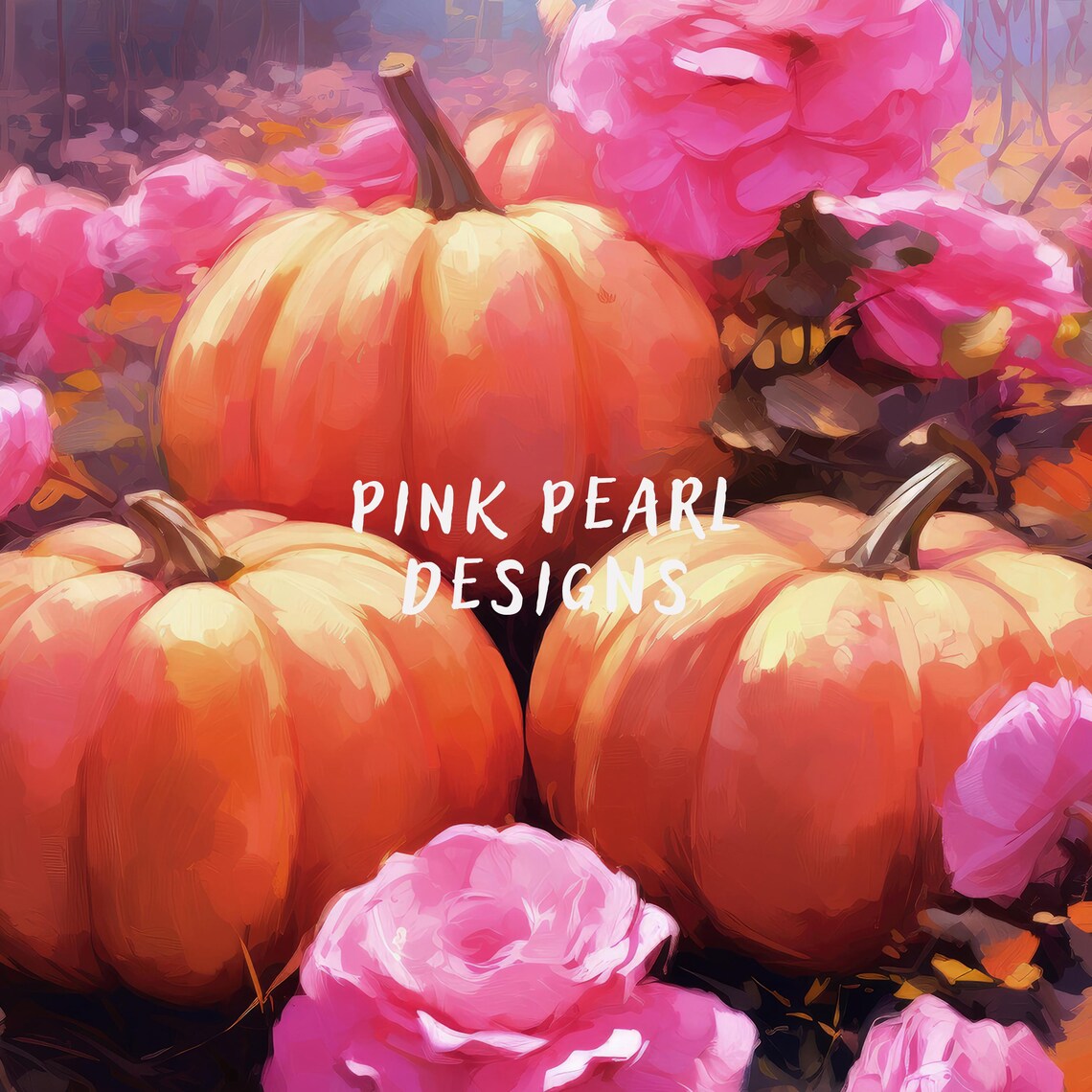 Pink Peonies And Pumpkins Fall Garden Orange Blooms Autumn Kitchen Poster - Image 6