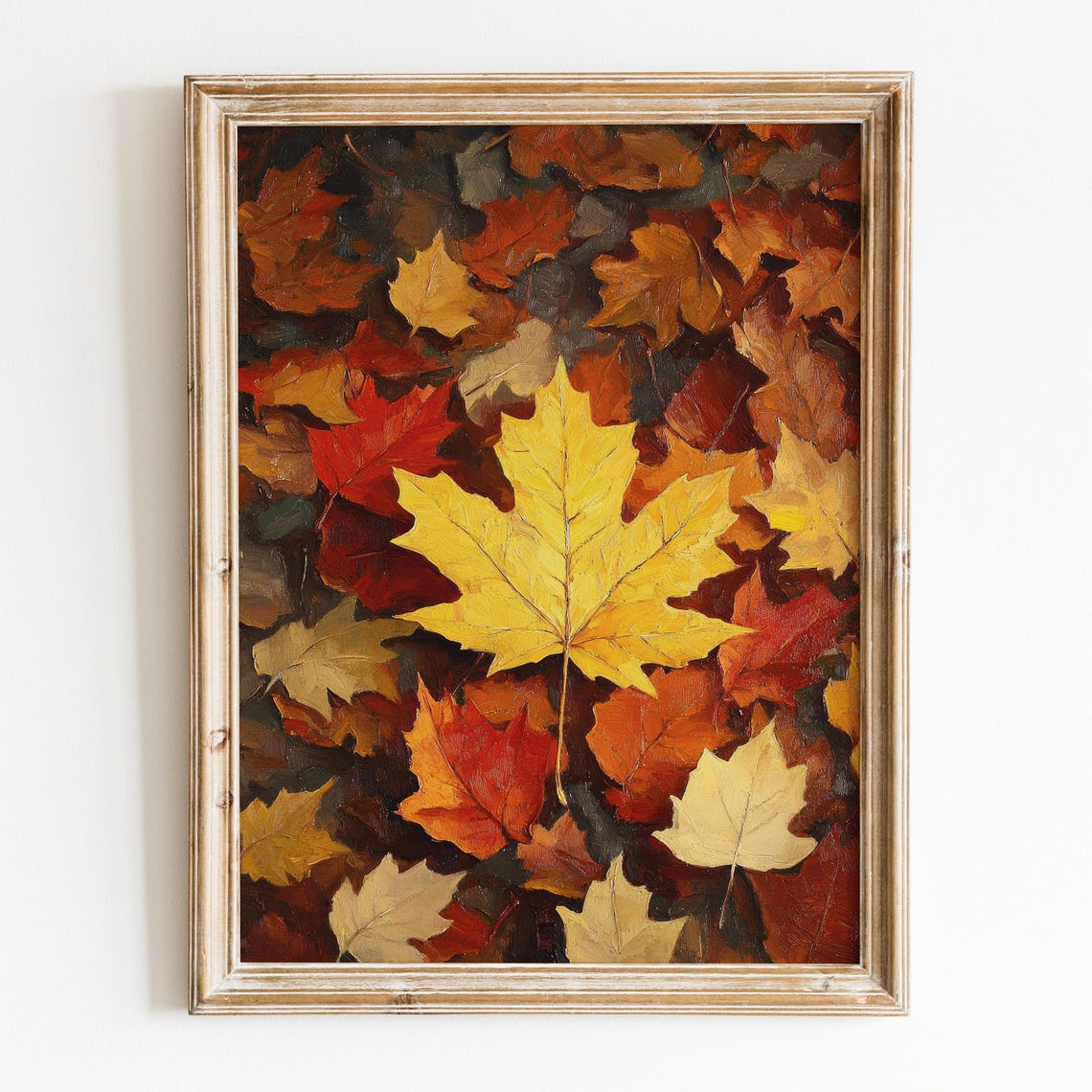 Autumn Maple Leaves Fall Foliage Earth Tone Painting Wall Art Poster - Image 5