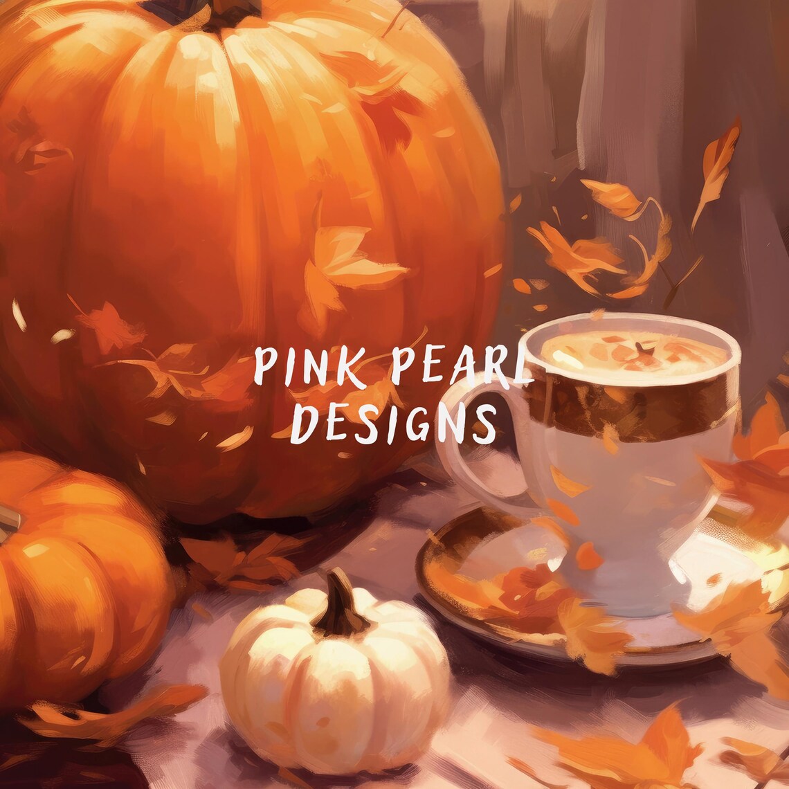 Pumpkin Spice Latte Autumn Coffee Pumpkins Fall Leaves Cozy Kitchen Poster - Image 6