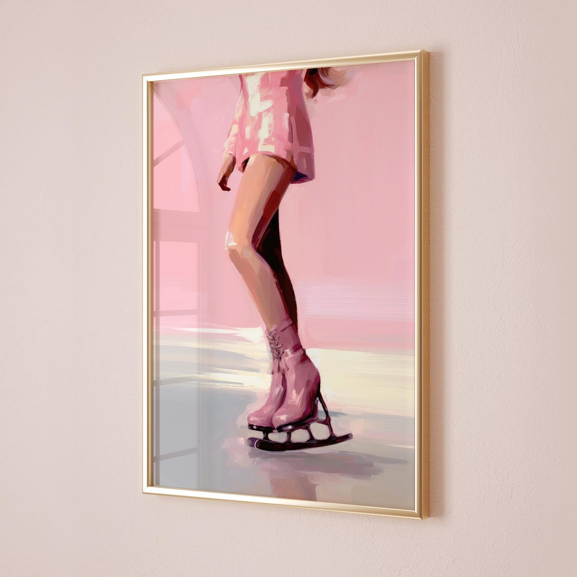 Pink Figure Skater Gliding On Ice Winter Style Wall Art Poster - Image 3