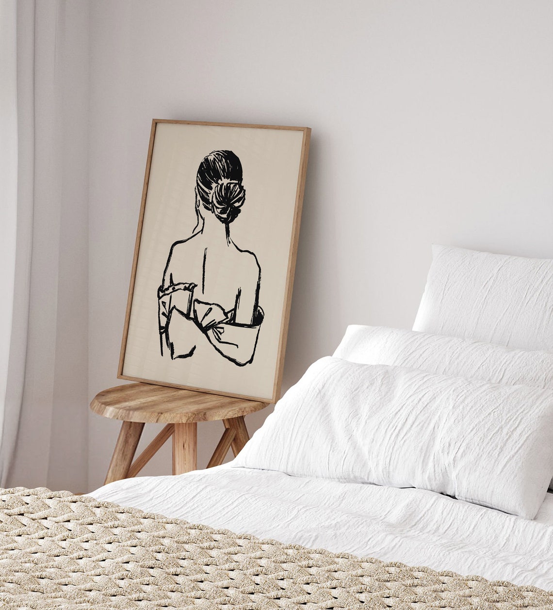 Boho Women Silhouette Poster Minimalist Wall Art Neutral Wall Decor Abstract Wall Decor Trendy Wall Art Instant Poster - Image 2