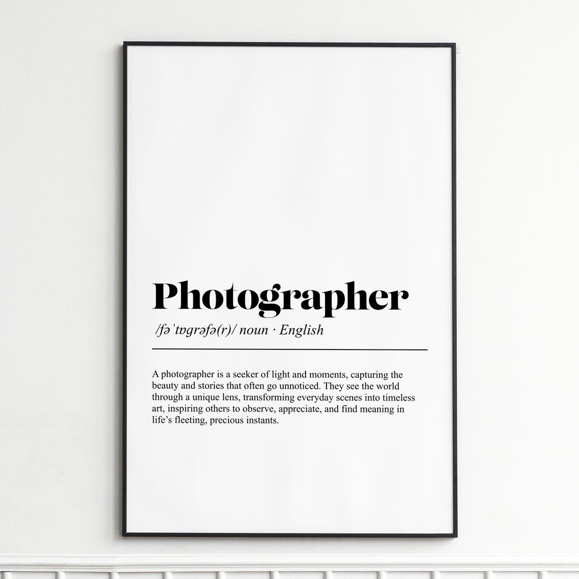 Photographer Definition Print Inspirational Dictionary Wall Art Modern Typography Poster Home Decor