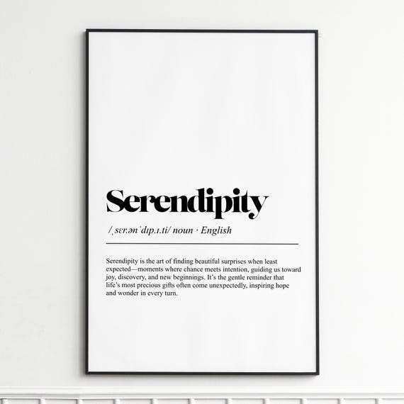 Serendipity Definition Print Elegant Dictionary Typography Wall Art Modern Minimalist Home Decor Inspirational Poster