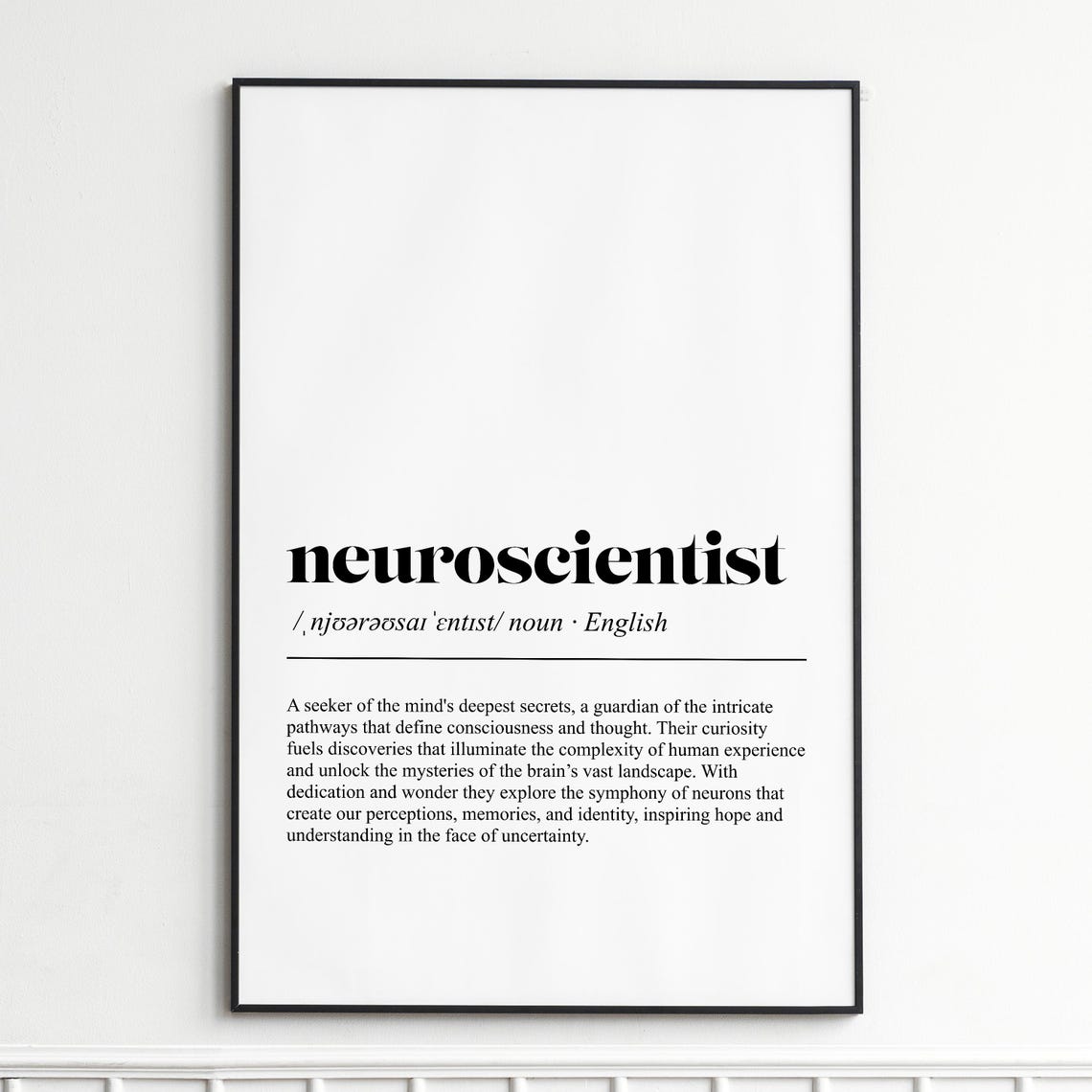 Neuroscientist Definition Print Inspirational Dictionary Wall Art Modern Typography Poster Home Decor