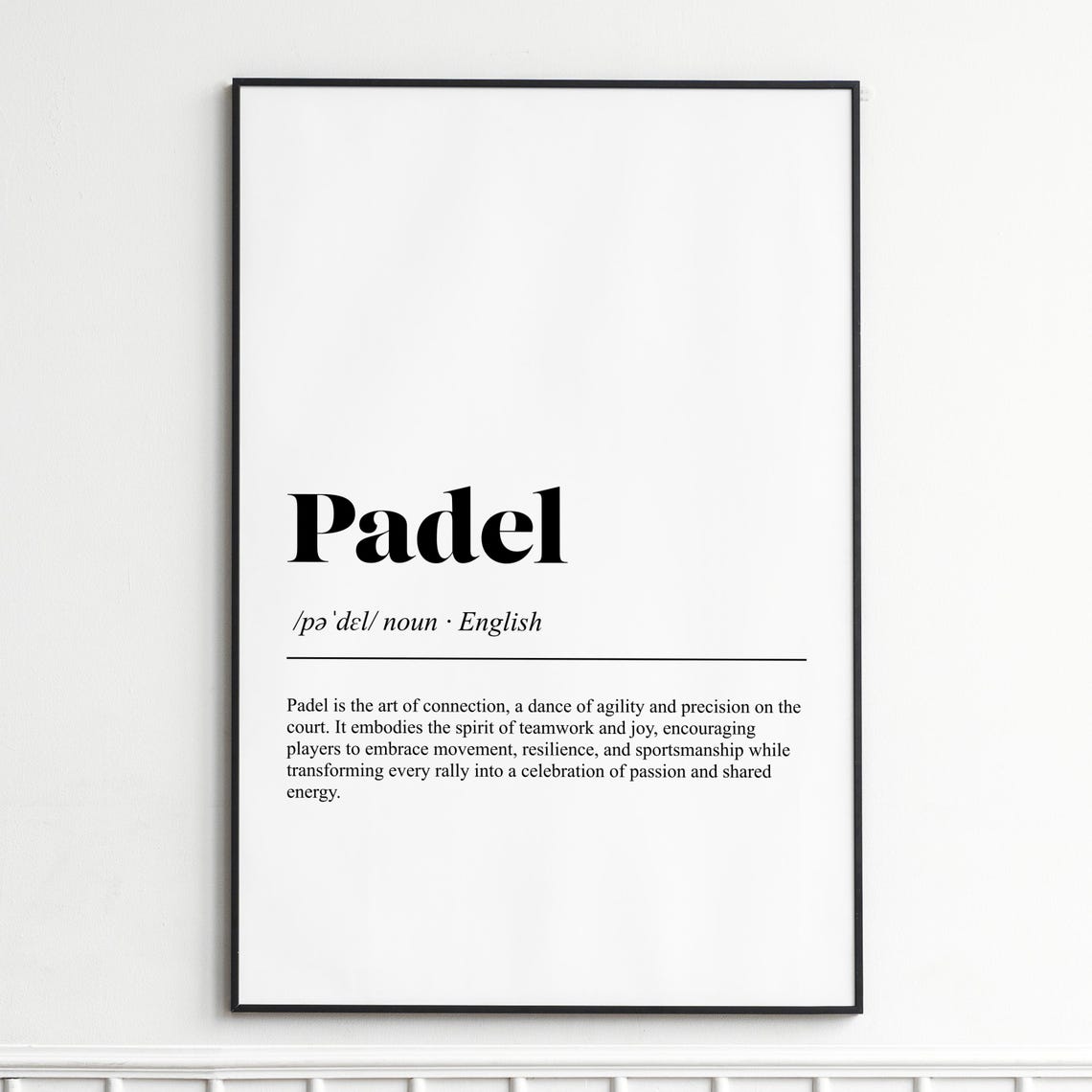 Padel Definition Print Elegant Dictionary Style Wall Art Modern Typography Home Decor Inspirational Poster For Living Room