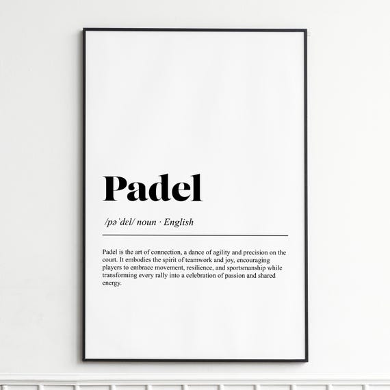 Padel Definition Print Elegant Dictionary Style Wall Art Modern Typography Home Decor Inspirational Poster For Living Room