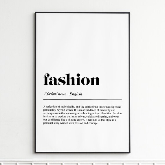 Fashion Definition Dictionary Style Typography Wall Decor Poster