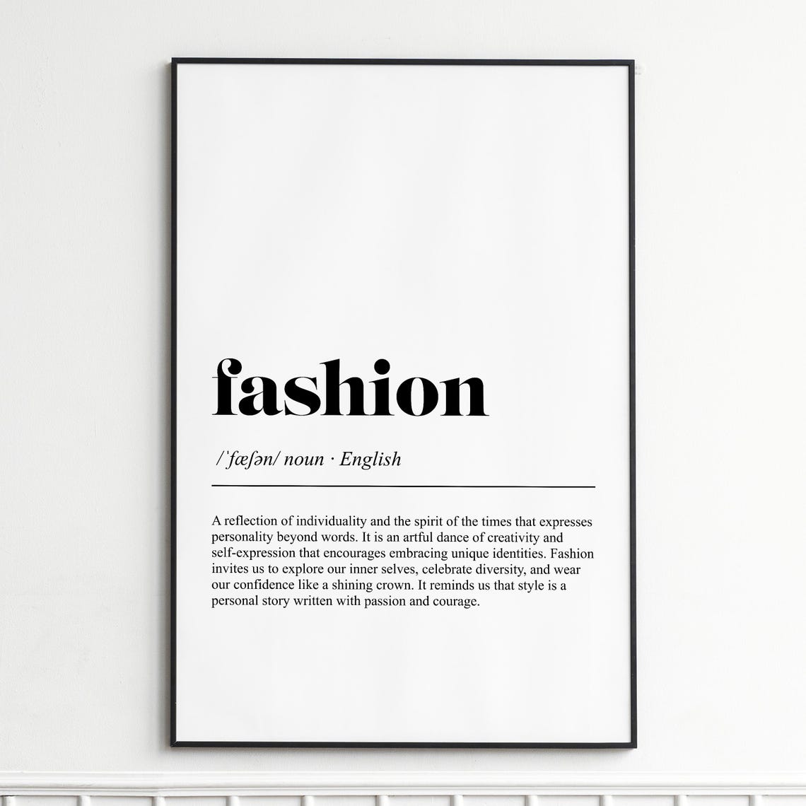 Fashion Definition Dictionary Style Typography Wall Decor Poster