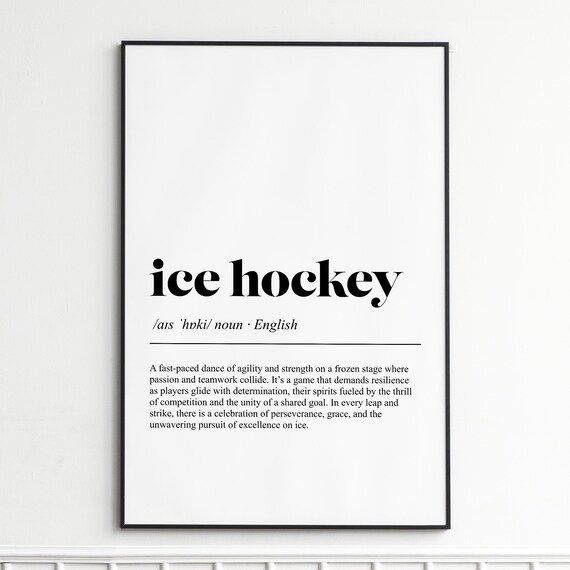 Ice Hockey Definition Poster Dictionary Style Modern Typography