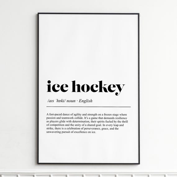 Ice Hockey Definition Print Dictionary Style Wall Art Modern Typography Poster Home Decor Gift