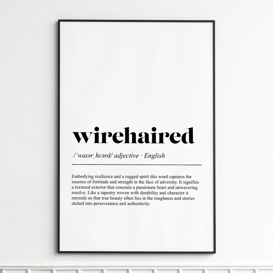 Wirehaired Definition Dictionary Style Typography Wall Decor Poster