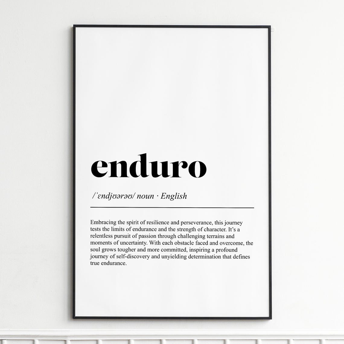 Enduro Definition Print Inspirational Dictionary Wall Art Modern Typography Poster Home Decor