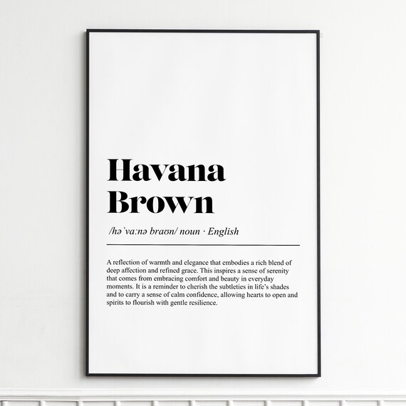 Havana Brown Definition Print Elegant Dictionary Wall Art Vintage Typography Poster Home Decor