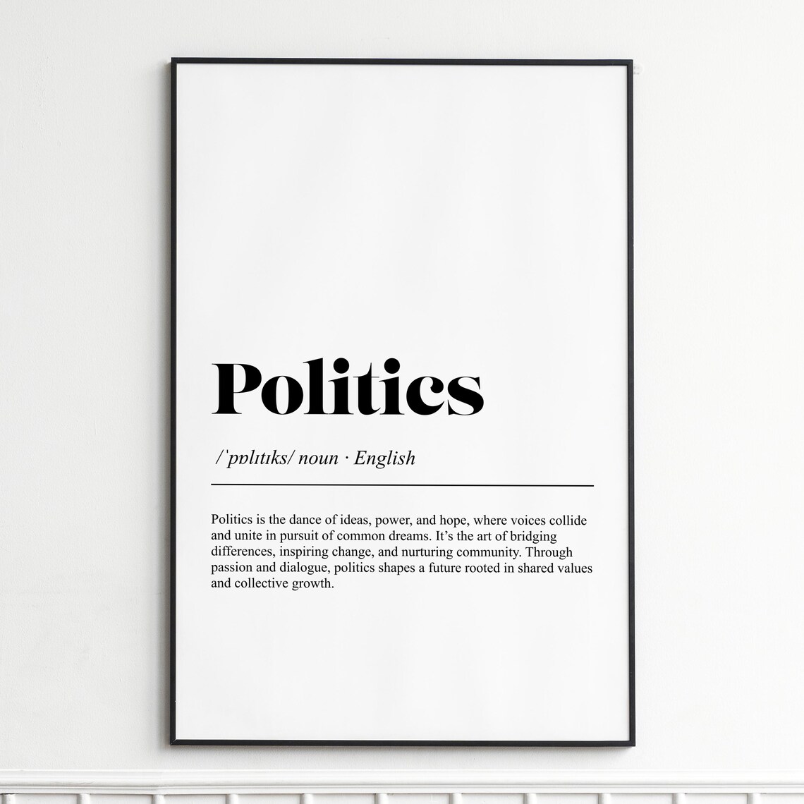 Politics Ideas Change Definition Typography Dictionary Wall Poster