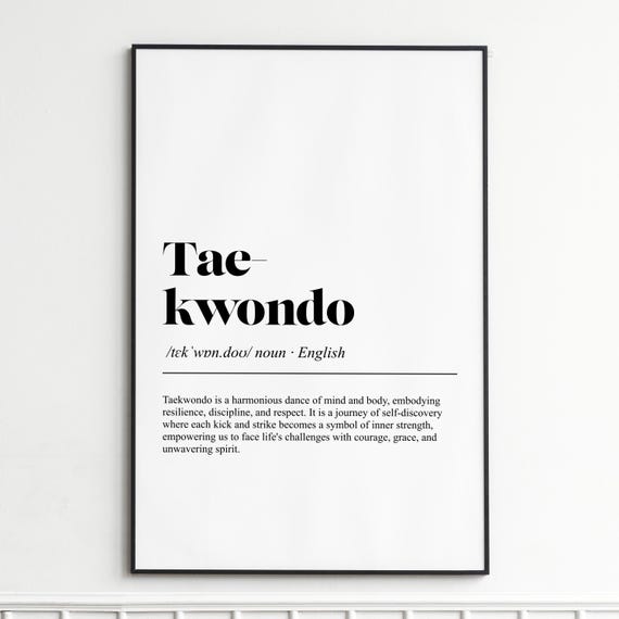 Taekwondo Definition Print Inspirational Typography Wall Art Modern Dictionary Poster Home Decor