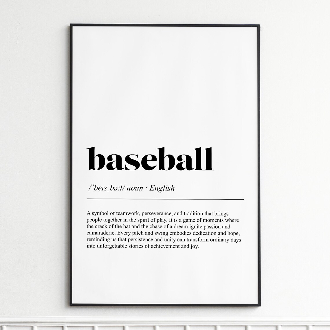 Baseball Teamwork Tradition Dictionary Definition Typography Poster Art