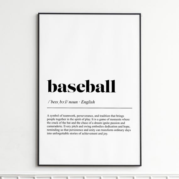 Baseball Definition Print Inspirational Dictionary Wall Art Classic Typography Poster Home Decor