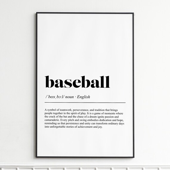 Baseball Teamwork Tradition Dictionary Definition Typography Poster Art
