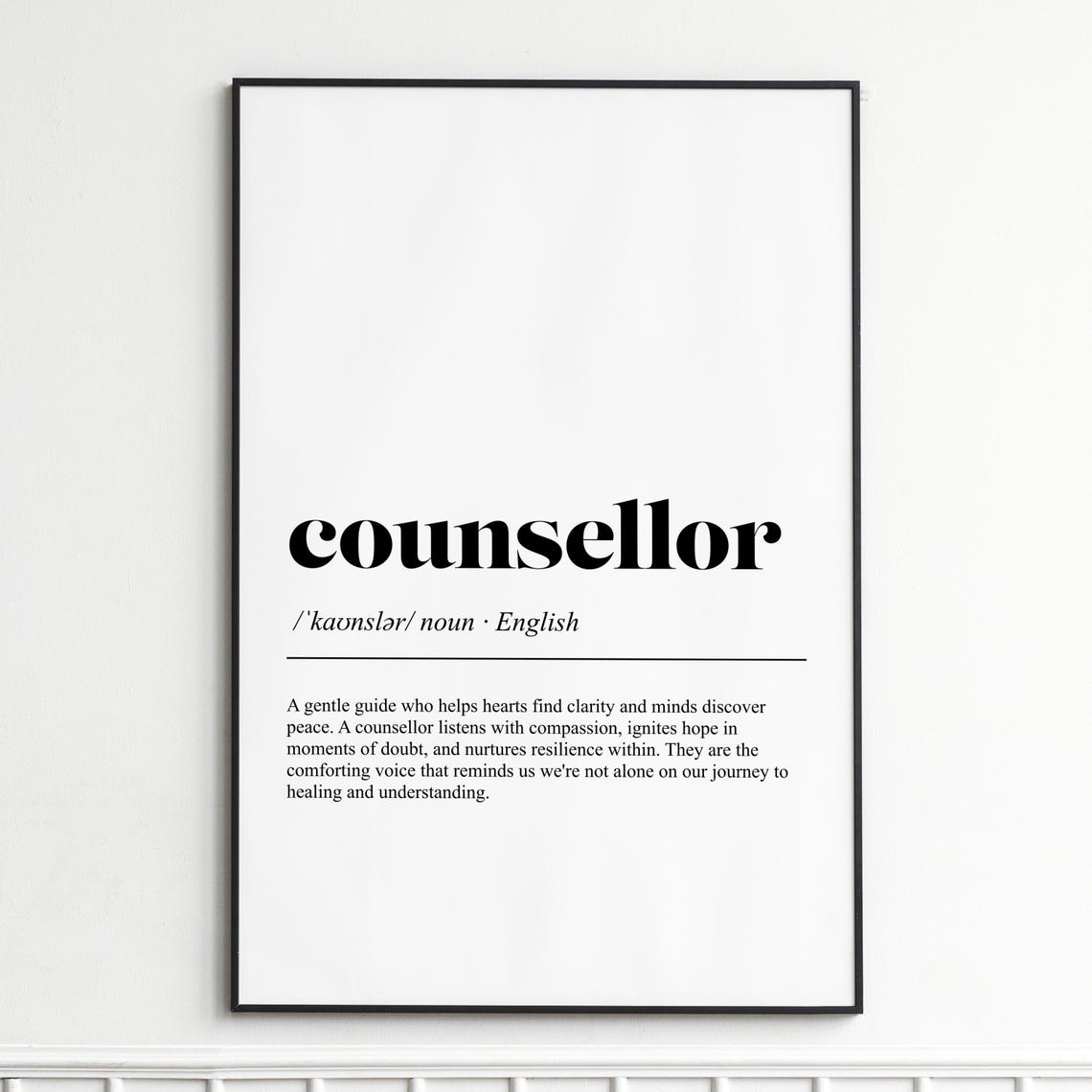 Counsellor Definition Print Inspirational Dictionary Wall Art Elegant Typography Poster Home Decor