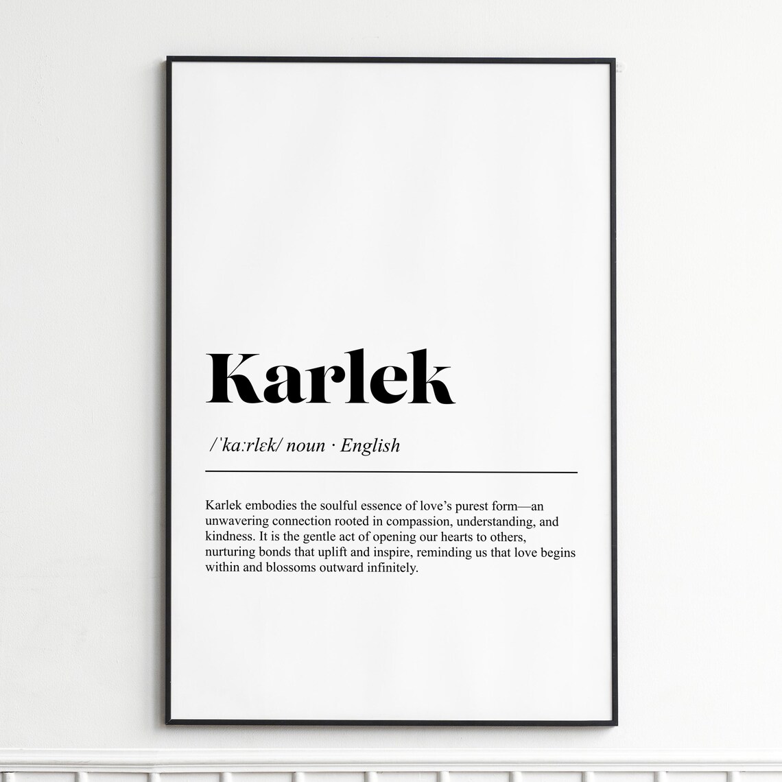 Karlek Swedish Love Definition Typography Black Serif Poster