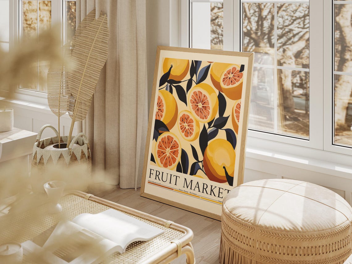 Pomelo Fruit Market, Modern Abstract Kitchen Art Print - Image 4