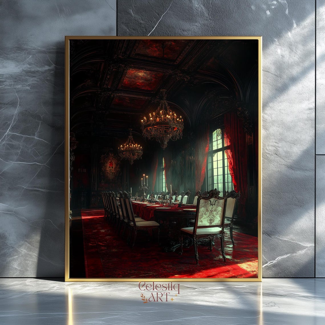 Gothic Horror Dining Hall Art Print Dark Academia Decor