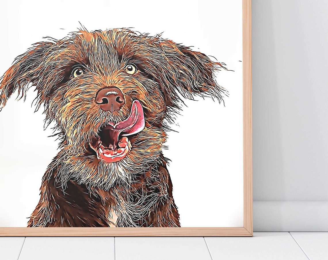 Custom Pet Portrait, Portrait From Photo Art Print