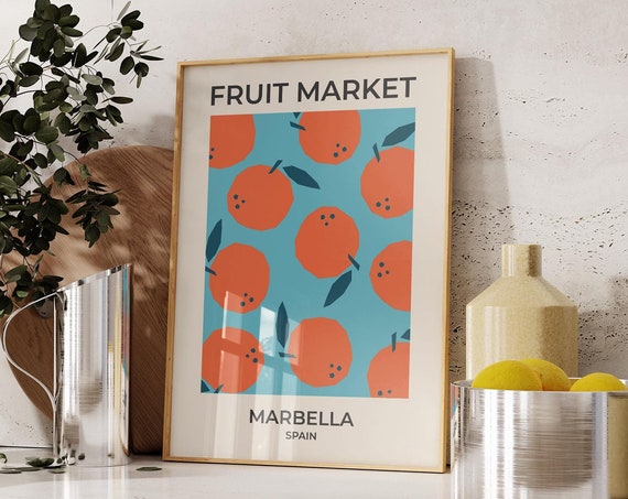 Orange Fruit Market Kitchen Print Colourful Fruit Art Fruit Poster Kitchen Wall Art Art Kitchen Print Art