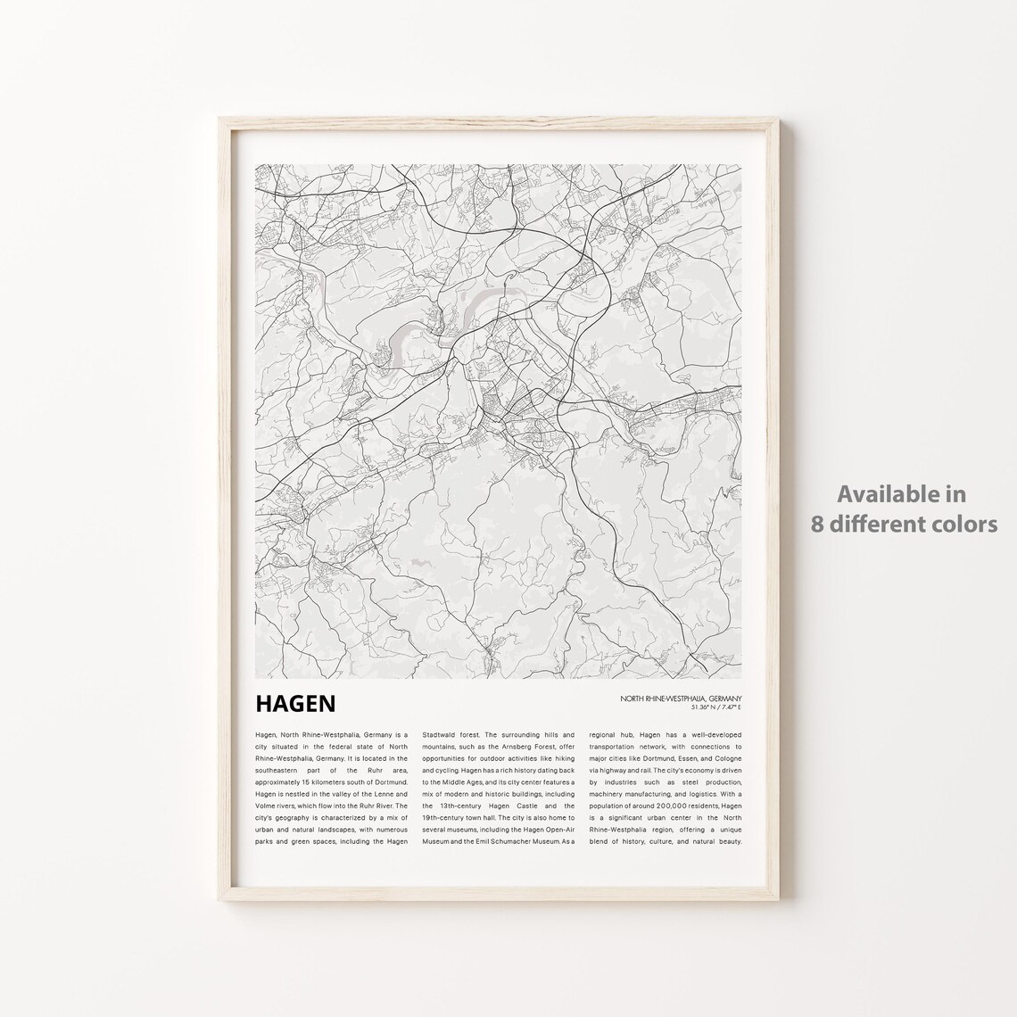 Hagen Germany City Street Map Minimalist Modern Travel Poster