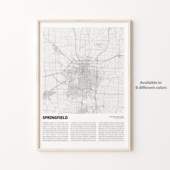 Springfield Missouri City Street Map Minimalist Travel Art Poster