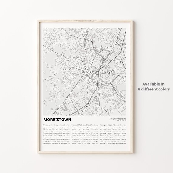 Morristown New Jersey City Street Map Minimalist Travel Poster