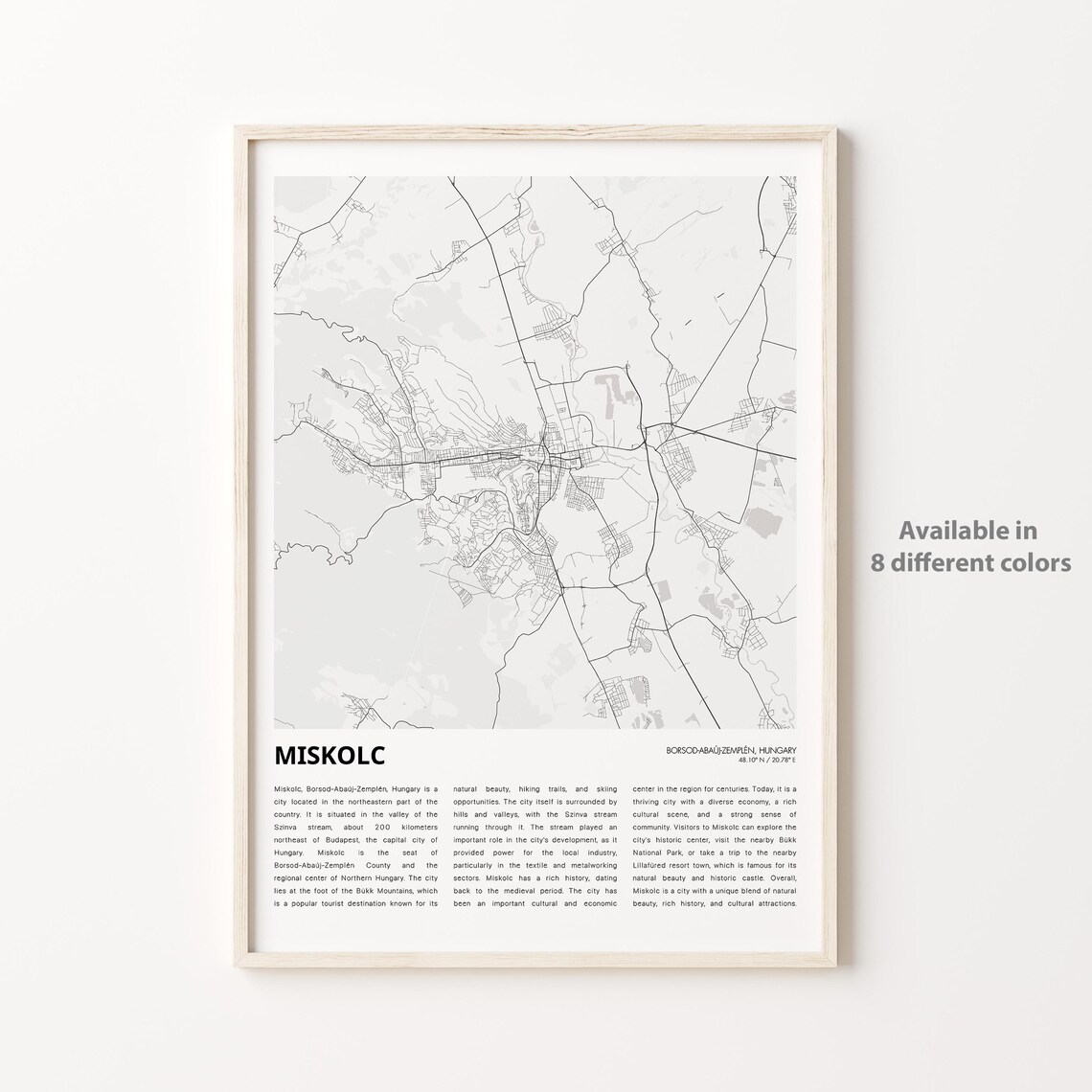 Miskolc Hungary City Street Map Minimalist Travel Art Poster